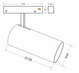 Luminaria Led para Carril Magnético 16mm. Instalación rápida y sencilla, insertar en el carril y listo para funcionar.