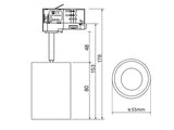 Foco de carril con conector Trifásico y selector de 5 temperaturas de color 2000-3000-4000-5000-6000K (todo en uno). Intensidad regulable por Triac. Indicado para todo tipo de iluminación técnica. Con un nuevo sistema de disipación térmica para alargar la vida del foco.