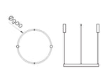 Carril redondo de 90 cm de diámetro de color negro para instalar en superficie o suspendido. Incorpora banda magnética y pistas eléctricas para conectar las luminarias MAGNETIC ROUND de forma rápida y fácil.