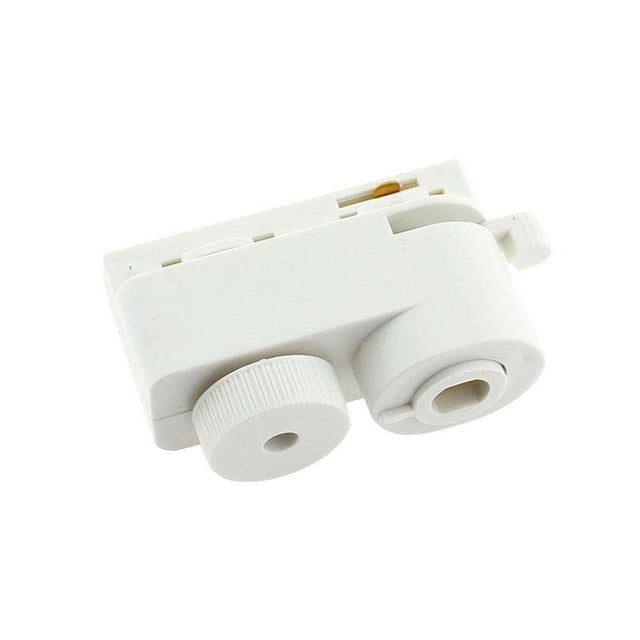 Conector para acoplar los focos al carril. Color blanco. De fácil instalación