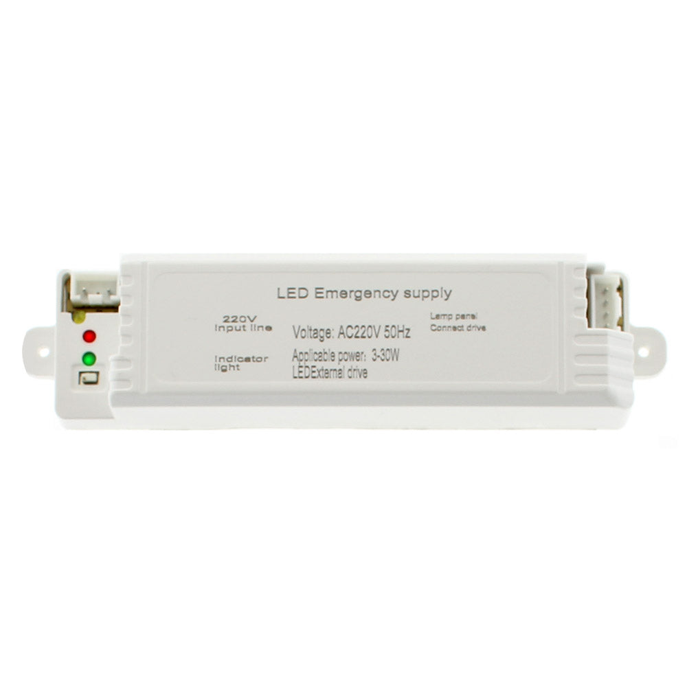 Módulo de emergencia con batería recargable para proporcionar energía en caso de fallo eléctrico para luminarias Led 3-30W.