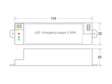 Módulo de emergencia con batería recargable para proporcionar energía en caso de fallo eléctrico para luminarias Led 3-30W.