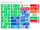 Luminaria LED de emergencia con auto diagnóstico de gran tamaño para instalar en superficie, más de 180 minutos de autonomía con su batería recargable de Ni-Cd. Luz para señalización de salidas, puertas, ascensores, zonas de paso o cualquier señalética personalizada.