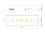 Luz LED de emergencia de máxima eficiencia, hasta 3 horas de autonomía con su batería recargable Li-ion, control de intensidad y test. Incorpora 60 led SMD2835. Luz para señalización de salidas, puertas, ascensores, zonas de paso o comunes.