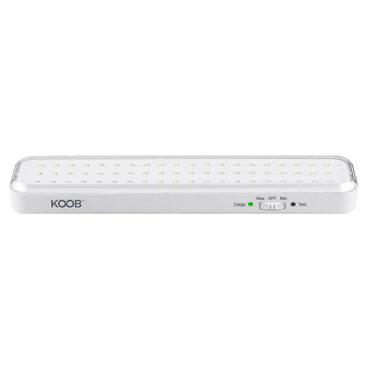 Luz LED de emergencia de máxima eficiencia, hasta 6 horas de autonomía con su batería recargable Li-ion, control de intensidad y test. Luz blanca y dos modos de intensidad lumínica. Incorpora 60 led SMD2835. Luz para señalización de salidas, puertas, ascensores, zonas de paso o comunes.