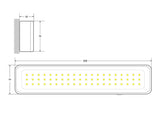 Luz LED de emergencia de máxima eficiencia, hasta 6 horas de autonomía con su batería recargable Li-ion, control de intensidad y test. Luz blanca y dos modos de intensidad lumínica. Incorpora 60 led SMD2835. Luz para señalización de salidas, puertas, ascensores, zonas de paso o comunes.
