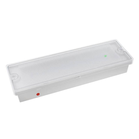 Luminaria LED de emergencia de superficie o empotrable de alta calidad resistente al agua con protección IP65. Más de 180 minutos de autonomía con su batería recargable de Ni-Cd. Configurable como Modo permanente y No permanente. Luz para señalización de salidas, puertas, ascensores, zonas de paso o comunes.