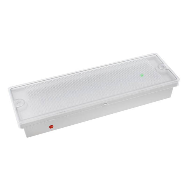 Luminaria LED de emergencia de superficie o empotrable de alta calidad resistente al agua con protección IP65. Más de 180 minutos de autonomía con su batería recargable de Ni-Cd. Configurable como Modo permanente y No permanente. Luz para señalización de salidas, puertas, ascensores, zonas de paso o comunes.