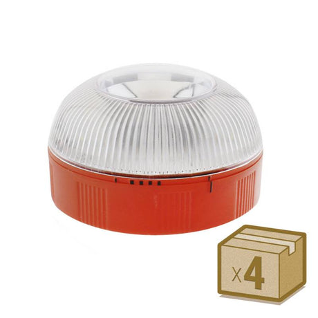 Oferta 4 unidades de Luz de Emergencia V16 para Vehículos Homologada DGT es una baliza con luz de alta intensidad, base magnética y resistente al agua. La luz de emergencia V16 se trata de un pequeño dispositivo que se fija al techo del vehículo y emite una luz de color ámbar, visible a gran distancia (hasta 1000m) y cuyo destello es giratorio y secuencial. Es el sustituto o complemento de los triángulos de emergencia de vehículos inmovilizados en una vía pública. También incluye función de linterna con luz