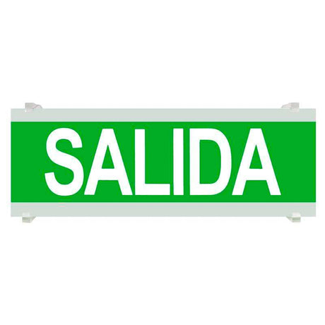 Señalización de fácil instalación para las luminarias led de emergencia EMERLUX F415. Realizado en metacrilato traslúcido que ofrecen una comunicación visual que cumplen la función de guiar, orientar u organizar a una persona o conjunto de personas.