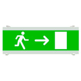 Señalización de fácil instalación para las luminarias led EMERLUX F415. Realizado en metacrilato traslúcido que ofrecen una comunicación visual que cumplen la función de guiar, orientar u organizar a una persona o conjunto de personas.