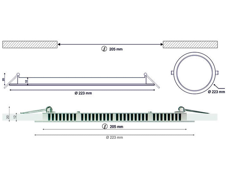 Downlight Led con batería recargable. Puede funcionar como luminaria normal y emergencia. Su batería recargable Ni-Cd ofrece una autonomía de hasta 90 minutos.