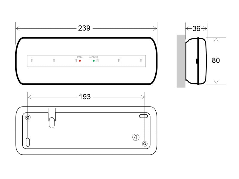 Luminaria LED de emergencia de alta calidad, incluye kit para empotrar en techo, más de 180 minutos de autonomía con su batería recargable de Ni-Cd. Configurable como Modo permanente y No permanente. Luz para señalización de salidas, puertas, ascensores, zonas de paso o comunes.