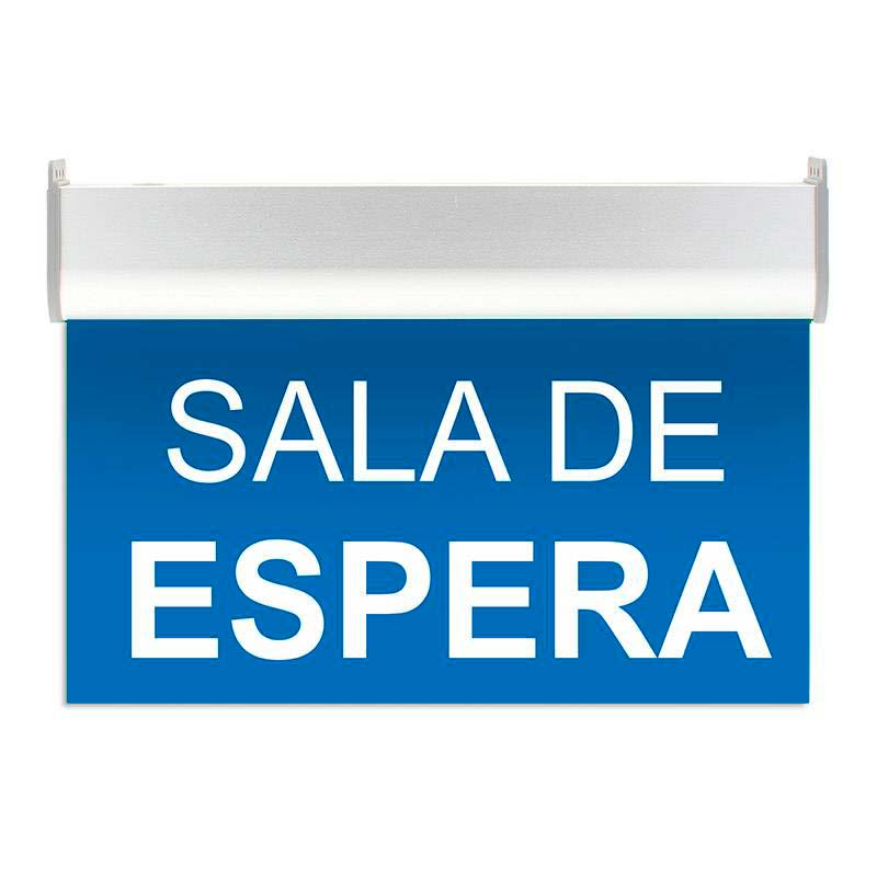Luz de señalización con tecnología LED. Ofrece Luz de forma permanente iluminando la señalética en todo momento. Con metacrilato óptico personalizado con la señalética o textos que necesites en metacrilato fresado o vinilado en cualquier color. También cumple las funciones de lumianria de emergencia permanente.