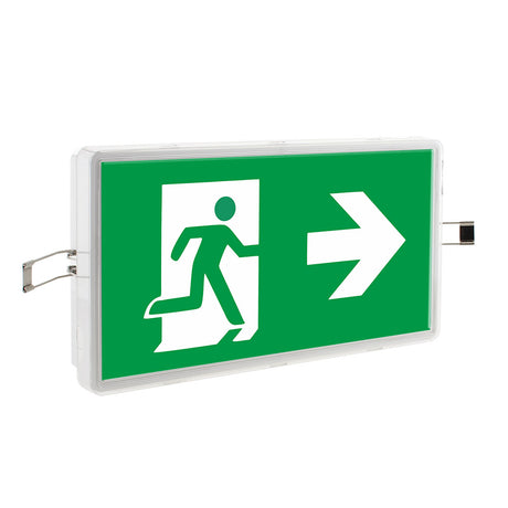 Luminaria LED de emergencia de alta calidad para instalar en superficie o empotrada, más de 180 minutos de autonomía con su batería recargable de Ni-Cd. Configurable como Modo permanente y No permanente. Luz para señalización de salidas, puertas, ascensores, zonas de paso o comunes.