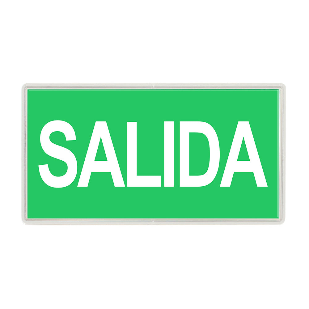Señalética de fácil instalación para las luminarias led WALLUX. Realizado en policarbonato óptico frost con vinilo de alta calidad que ofrecen una comunicación visual de fácl comprensión.