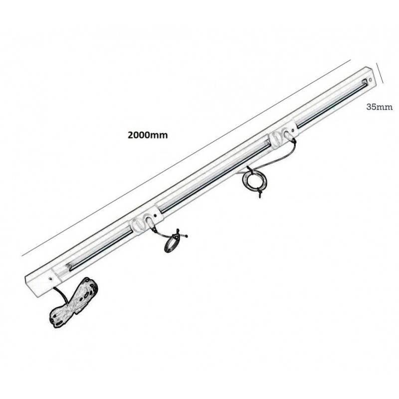 Carril para instalación Display LED con longitud de 2 metros. Permite una rápida instalación de varias columnas con Display Led.