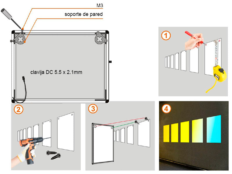 Set de 2 piezas para acoplar al Display Slim de forma sencilla que permite su instalación en una pared de forma horizontal o vertical. 