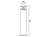 Farola de jardín de diseño moderno de fabricación robusta realizada en acero y policarbonato, con grado de protección IP54 y una protección eléctrica de clase I. Para bombillas led de tipo E27 (bombilla no incluida)