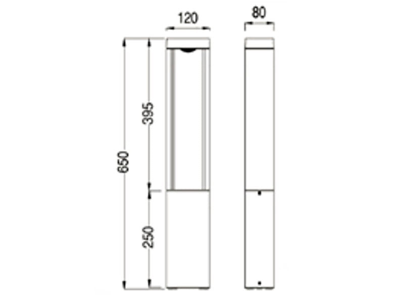 Bolardo LED fabricado integramente en aluminio inyectado y PMMA Polimetil metacrilato extremadamente resistente a los rayos solares.  La baliza incorpora un diodo COB LED de la marca CREE de alta luminosidad en color blanco neutro 4000K.