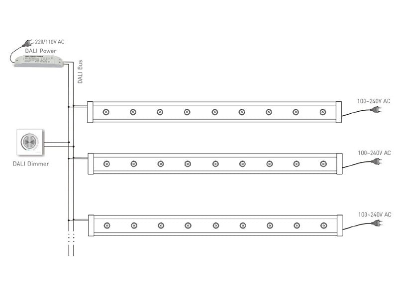 Cable de conexión M12 para proyector lineal, 100cm, IP67, negro