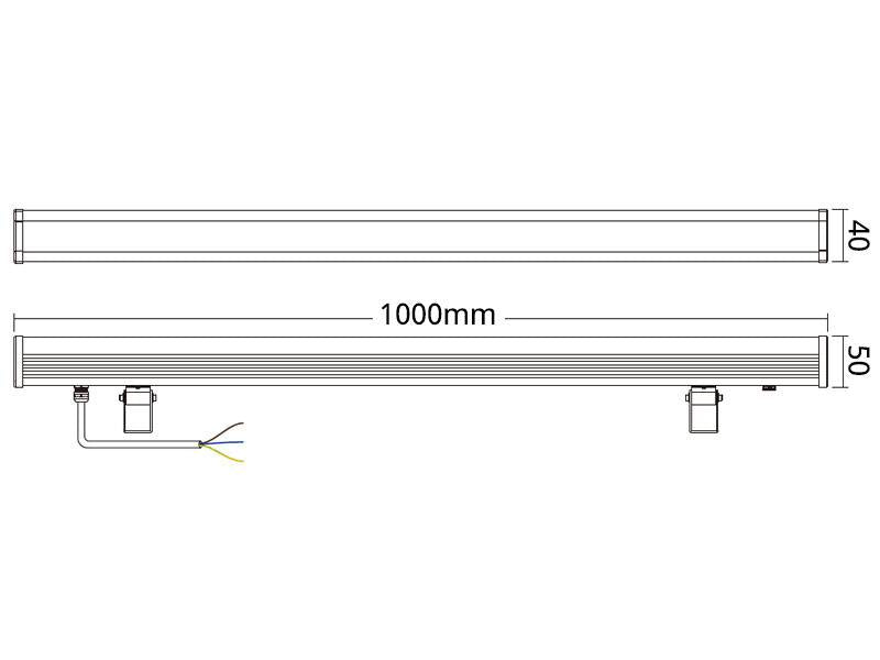 Proyector lineal RGB (con mando a distancia IR) para la iluminación creativa y proyección de luz en paredes y fachadas. Ideal para el realce de objetos, arte, escenarios, construcciones históricas, museos. Estos bañadores lineales multi LED (x36Leds) producen una distribución de luz precisa y uniforme.