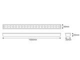 Proyector lineal RGB DMX512 auto-coding para la iluminación creativa y proyección de luz en paredes y fachadas. Ideal para el realce de objetos, arte, escenarios, construcciones históricas, museos. Estos bañadores lineales multi LED (24Leds) reproducen una distribución de luz precisa y uniforme.