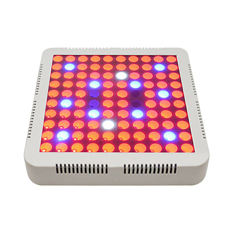 Pantalla especialmente diseñada para estimular el crecimiento de las plantas combinando los espectros lumínicos ideales para su desarrollo. No emiten calor y la planta no sufre quemaduras ni se deshidratan. Incluye 100 chip led con un espectro completo de color de luz roja, azul, UV, IR y luz blanca para todas las fases de crecimiento y floración de las plantas.