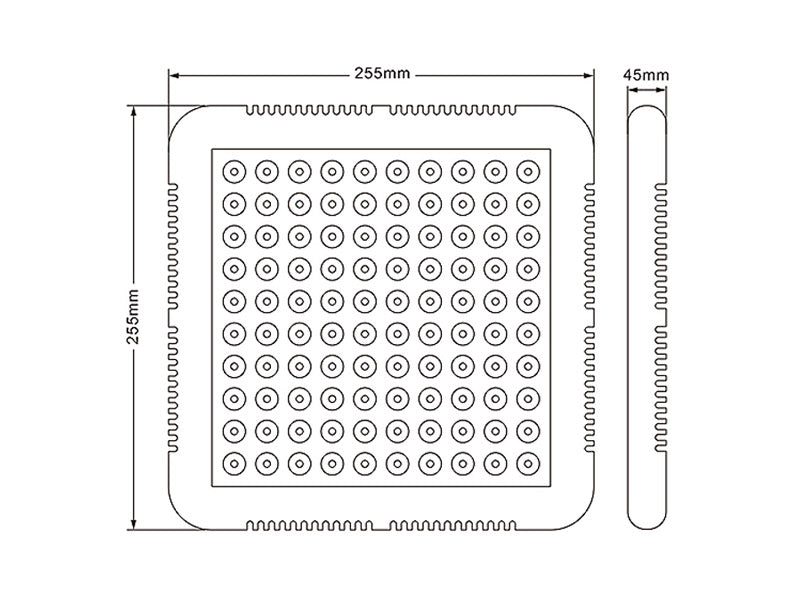 Pantalla especialmente diseñada para estimular el crecimiento de las plantas combinando los espectros lumínicos ideales para su desarrollo. No emiten calor y la planta no sufre quemaduras ni se deshidratan. Incluye 100 chip led con un espectro completo de color de luz roja, azul, UV, IR y luz blanca para todas las fases de crecimiento y floración de las plantas.