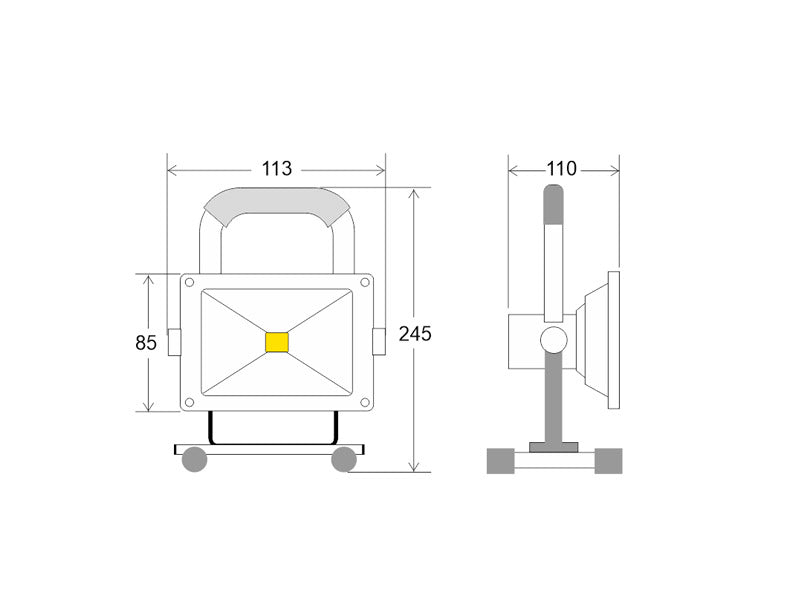 Proyector led de alta luminosidad con batería de litio recargable y soporte, Iluminación eficaz en cualquier situación.