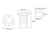 Foco para empotrar en el suelo de gran calidad para bombillas led GU10. Fabricado en acero inoxidable y gran resistencia que permite soportar el paso de vehículos.