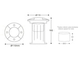 Foco para empotrar en el suelo de gran calidad para bombillas led GU10. Fabricado en acero inoxidable y gran resistencia que permite soportar el paso de vehículos.