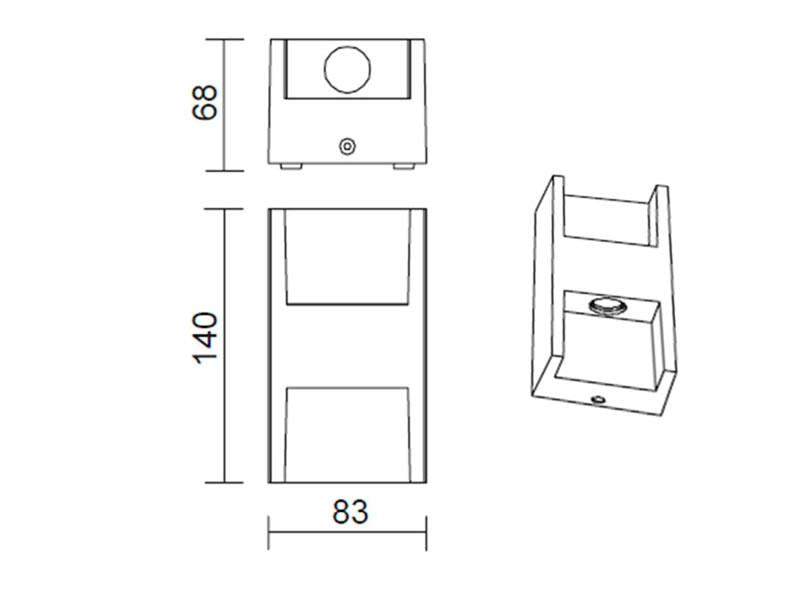 Luminaria led realizada en aluminio de gran calidad y lacado en color gris pavonado para la iluminación de paramentos verticales. Emite un haz de luz sin emisión de calor y gran eficiencia. Lámpara ideal para combinar diferentes tipos de iluminación tanto en interiores como en exteriores.