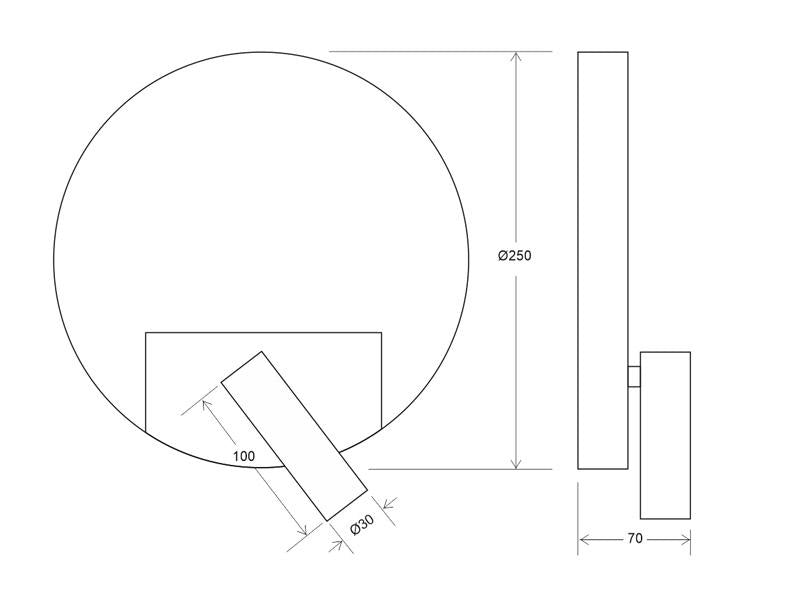 Luminaria led realizada en aluminio de gran calidad y lacado en color blanco con iluminacón de lectura y ambiental. Emite un haz de luz dirigida en cualquier dirección y un haz de luz perimetral para dar iluminación ambiental sin emisión de calor y gran eficiencia. Se puede instalar junto a la cama o sobre ella y sustituir así a una lámpara de mesa de noche. La lámpara se enciende y apaga mediante un interruptor incorporado en el soporte de pared.