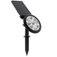 Foco de jardín con 5W de potencia y placa LED solar con batería integrada. Ideal para jardines, patios, caminos, bordes, estanques, entradas. etc. Con selector de color de luz blanco cálido o frío y sensor crepuscular.