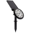 Foco de jardín con 5W de potencia y placa LED solar con batería integrada. Con selector de color estático o dinámico y sensor crepuscular.. Ideal para jardines, patios, caminos, bordes, estanques, entradas. etc. 
