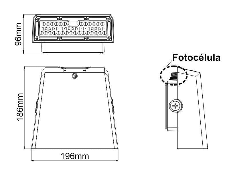 Proyector de altas prestaciones para instalación en pared. Incluye sensor de luminosidad y óptica asimétrica. Realizada en aluminio de gran calidad y lacado en color gris pavonado. Resistencia y eficiencia perfecta para la iluminación de entradas, rampas, caminos...