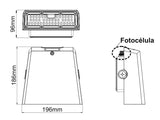 Proyector de altas prestaciones para instalación en pared. Incluye sensor de luminosidad y óptica asimétrica. Realizada en aluminio de gran calidad y lacado en color gris pavonado. Resistencia y eficiencia perfecta para la iluminación de entradas, rampas, caminos...