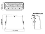 Proyector de altas prestaciones para instalación en pared. Incluye sensor de luminosidad y óptica asimétrica. Realizada en aluminio de gran calidad y lacado en color gris pavonado. Resistencia y eficiencia perfecta para la iluminación de entradas, rampas, caminos...