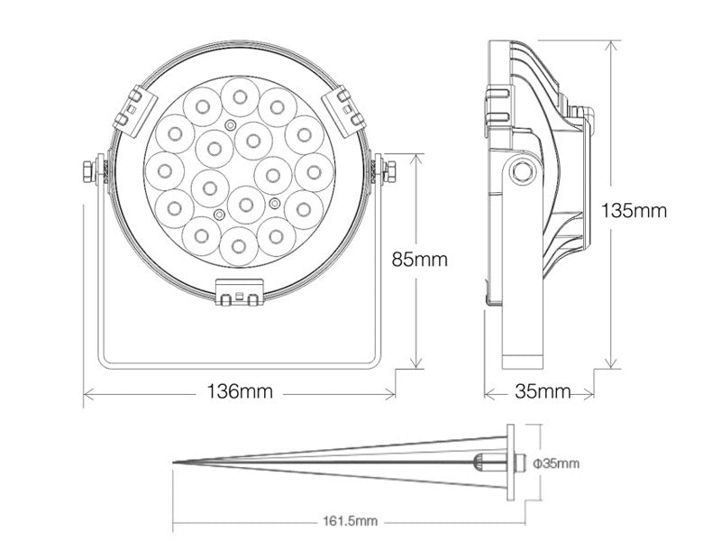 Foco proyector orientable de exterior LED con estaca para su fijación al suelo. Altas prestaciones y gran resistencia (IP65). Ofrece máximo control y amplias posibilidades de decoración con luz RGB y luz blanca ajustable desde 2700K a 6500K.