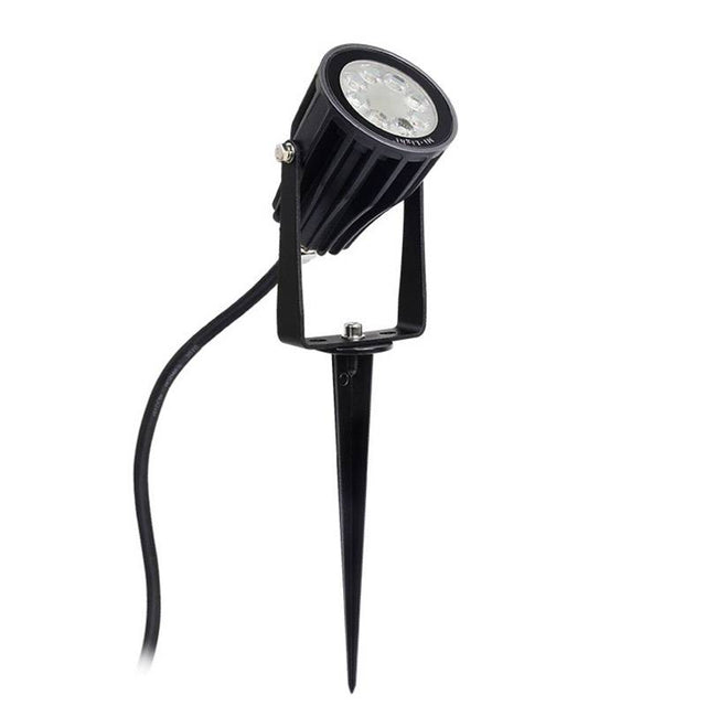 Foco proyector orientable de exterior LED con estaca para su fijación al suelo. Con alimentación AC220V. Altas prestaciones y gran resistencia (IP65). Ofrece máximo control y amplias posibilidades de decoración con luz RGB y luz blanca ajustable desde 2700K a 6500K.