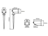 Estaca de aluminio de alta calidad para focos LED. La pica es perfecta para usar en zonas de alta humedad. El pincho tiene un peso mínimo, una alta resistencia al polvo y a la humedad. Esta estaca para focos LED de montaje fácil permite que puedan ser usados en cualquier superficie de tierra de una manera cómoda y segura.
