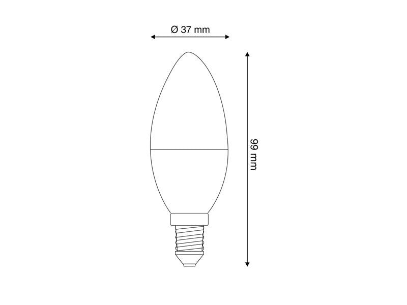 Bombilla LED tipo vela (candle) con acabado frost para casquillos convencionales E14. Ahorro de hasta el 90% en su consumo de luz.