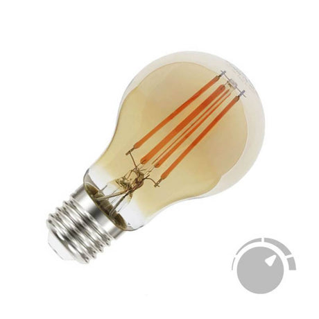 La Bombilla LED E27 Filamento Gold A60 de 8W de potencia es perfecta para actualizar nuestras bombillas sin perder la estética retro.