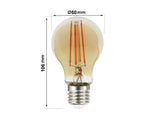 La Bombilla LED E27 Filamento Gold A60 de 8W de potencia es perfecta para actualizar nuestras bombillas sin perder la estética retro.