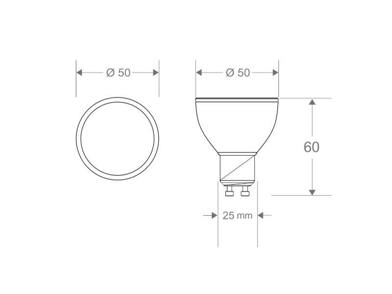 Bombilla LED tipo dicróica de base GU10 de alta potencia lumínica El reemplazo perfecto para halógenos de las vitrinas y escaparates. Ahorro de hasta el 90% en su consumo de luz