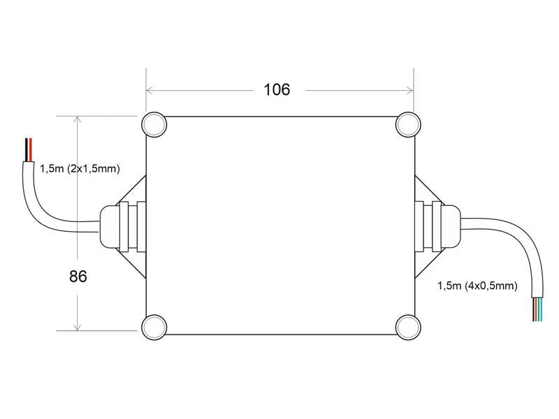 Controlador externo para sincronizar varias lámparas RGB PAR56 LD1032629 (hasta 12 lámparas), en combinación con el mando a distancia LD1032633, permite controlar a la vez varias unidades de forma sincronizada con total seguridad.