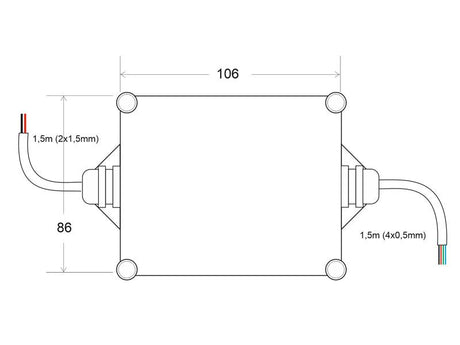 Controlador externo para sincronizar varias lámparas RGB PAR56 LD1032629 (hasta 12 lámparas), en combinación con el mando a distancia LD1032633, permite controlar a la vez varias unidades de forma sincronizada con total seguridad.