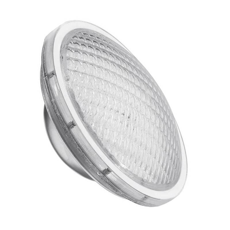 Foco Led para Piscinas. Bombilla PAR56 diseñada para sustituir los focos halógenos de las piscinas. Alta tecnología led que ofrecen una excelente iluminación y un ahorro del 90% de consumo eléctrico.  Cuerpo fabricado con cuerpo de acero inoxidable 304 y cristal de alta resistencia. Ofrece máxima potencia de iluminación. 