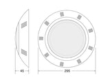 Lámpara LED RGB+blanco neutro 4000K de superficie con cuerpo de ABS y protección IP68 con mando a distancia incluido. Diseñada para la iluminación de piscinas, fuentes, estanques, etc.. Alta tecnología led que ofrecen una excelente iluminación y un ahorro del 90% de consumo eléctrico. Mayor resistencia con su cuerpo de alta resistencia. Incorpora controlador RGB interno y mando a distancia para su control. Tiene efecto memoria manejando con el mando.